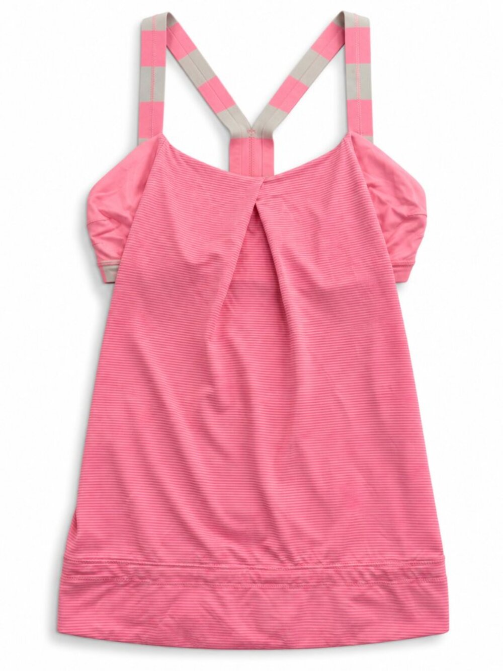Lululemon Power Y Tank Built In Bra Pink Stripe Racerback Yoga Size 6